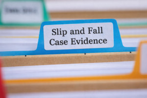 Case folder representing types of evidence in Bridgeport slip and fall claims