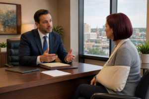 Bridgeport personal injury lawyer advising an injured client before giving a recorded statement to an insurance adjuster